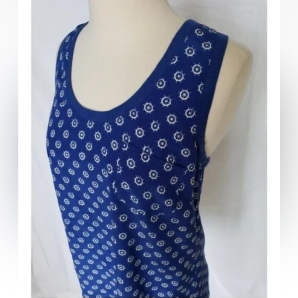 Joie Women’s Royal Blue Nautical Print XS Silk Tank Sleeveless Shell Racerback - Picture 4 of 9